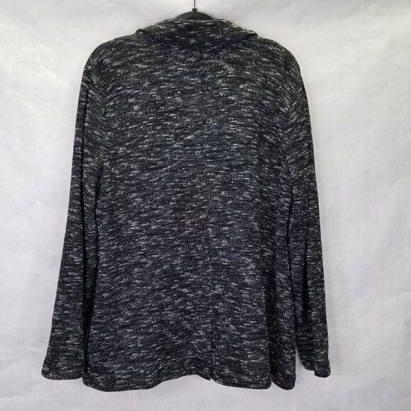 Eileen Fisher Tweedy Blazer Women L Black Fleck Notch Collar Organic Cotton Knit - Picture 11 of 16